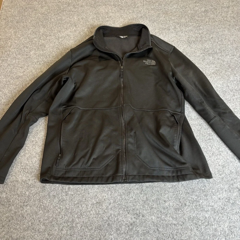 The North Face Jacket Mens‎ Xl Full Zip Up Black Polyester Softshell